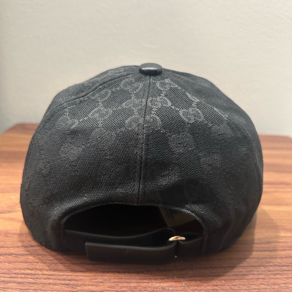 Gucci GG Canvas Baseball Cap Black Web Stripe Sherry Line Hat - Picture 4 of 4